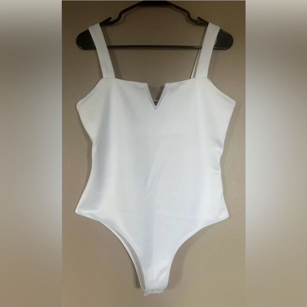 SHEIN White Fitted Bodysuit. Excellent condition. Women's size Large.